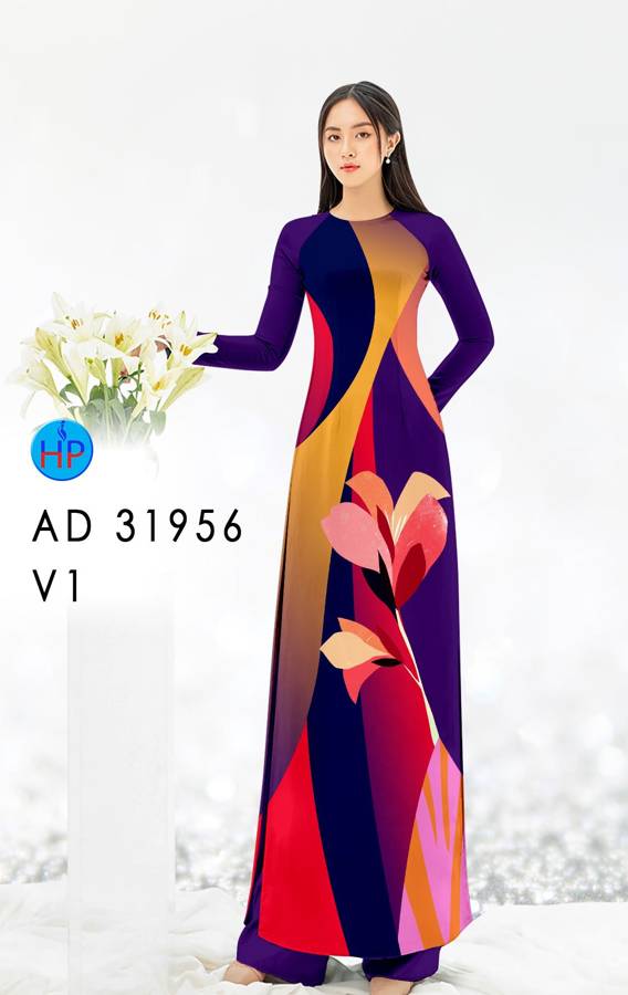 Vải Áo Dài Hoa In 3D AD 31956 13